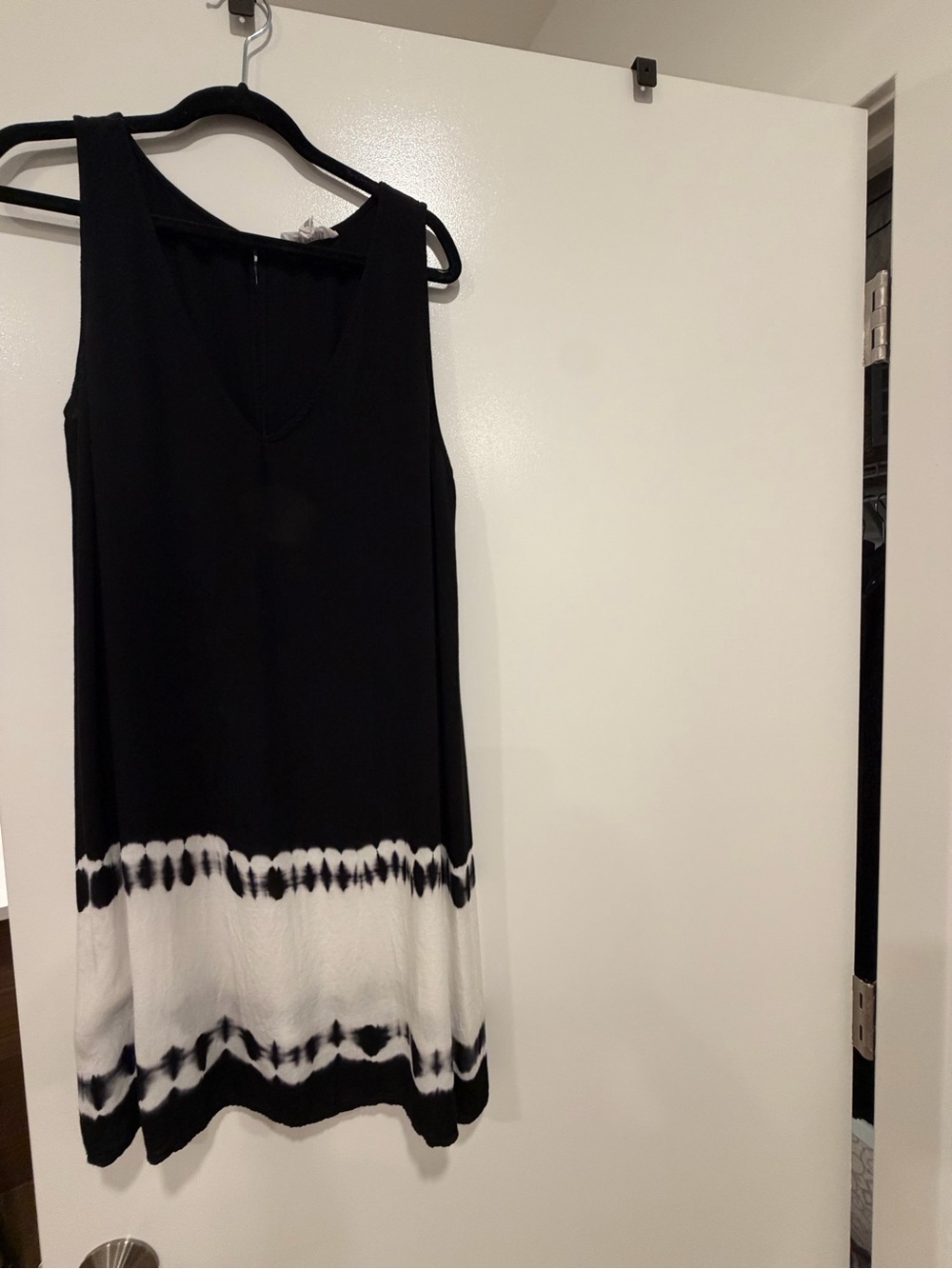BB Dakota Black Dress with White Tie-Dye Hem
